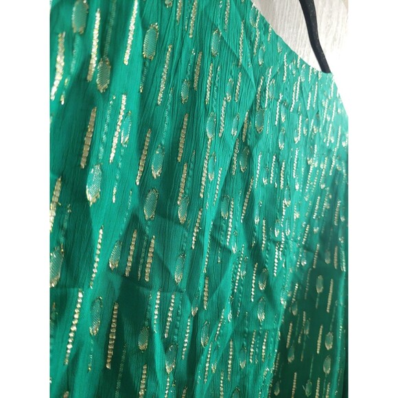 Lilly Pulitzer Cleme Blouse Fiddle Leaf Green Metallic Clip Dot Viscose Top 10 - Picture 10 of 10